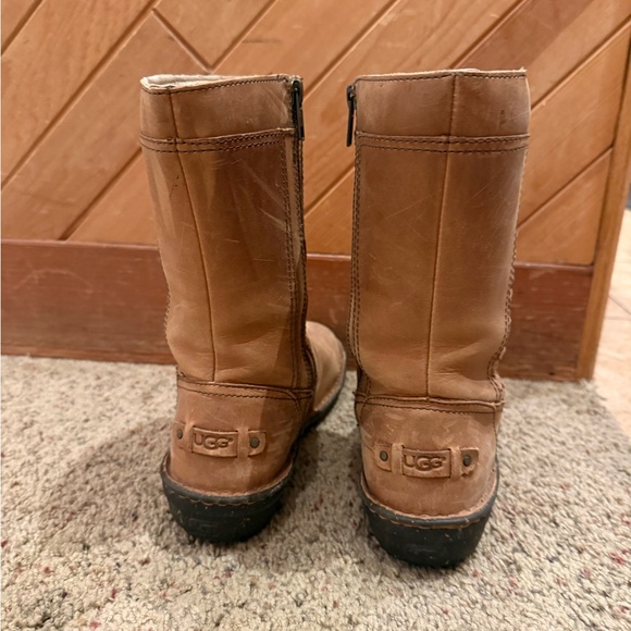 UGG Brown Leather Kaleen Winter Boots - Picture 5 of 7